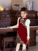 Girls' Red Qipao Skirt - New Year Princess Dress for Autumn/Winter
