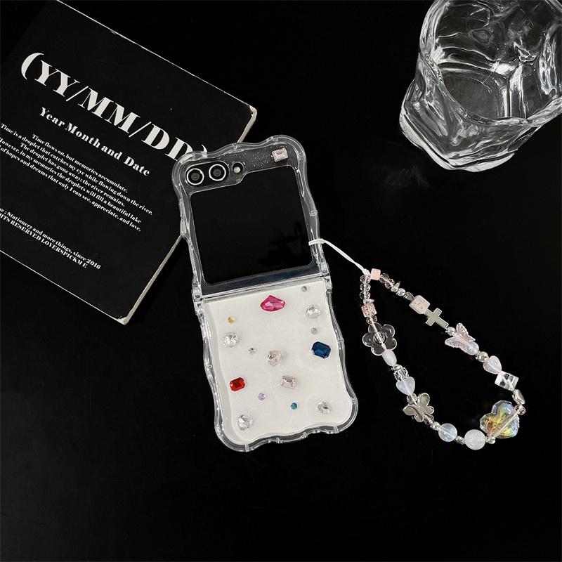 For Samsung Galaxy Z Flip 6 5 4 3 Case 3D Colorful Diamond Bracelet Wave Clear Shockproof Cover For Samsung Z Flip6 ZFlip6