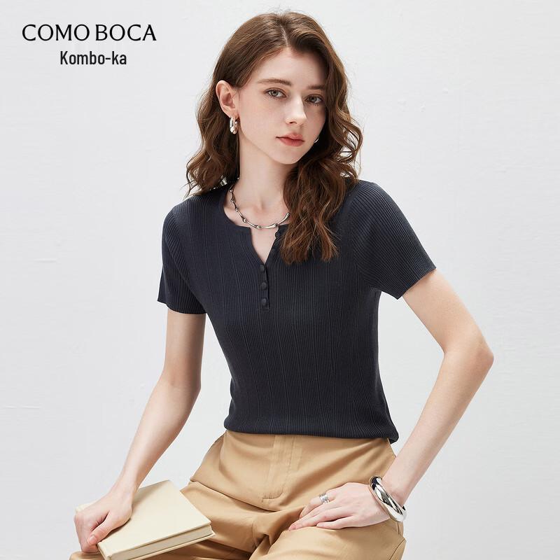 Kemeng Boka Women s Short Sleeve Knitted V-Neck T-Shirt XL