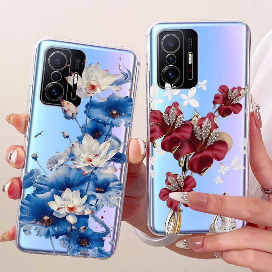 For Xiaomi 11T Pro 5G Case Transparent Silicone Fashion Flower Cover For Xiomi Xiaomi Mi 11 Pro Bumper Mi11T Mi11 Phone Case New