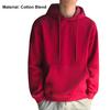 Men Hoodie Solid Color Ribbed Cuff Autumn Winter Drawstring Warm Sweatshirt for Daily Wear