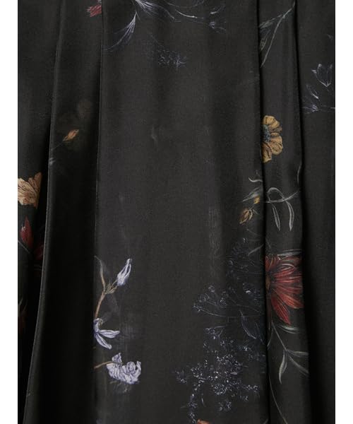 Botanical Print Sheer Tuck Skirt FWFS254280 BLK 1