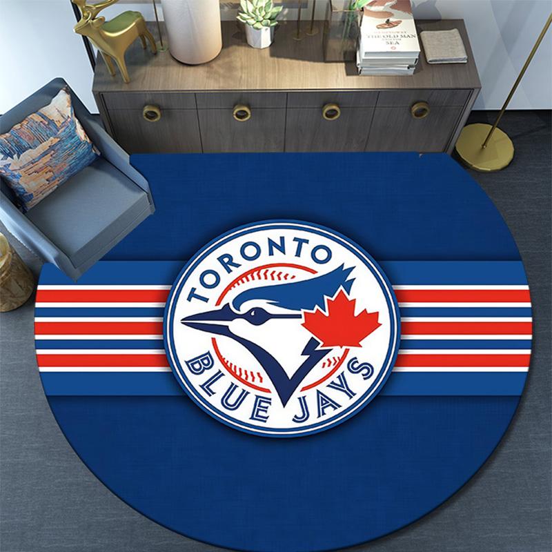 Toronto Blue Jays2 Round Area Rug,Carpet Rug for Living Room Bedroom Sofa Playroom Decor,Non-slip Floor Mat