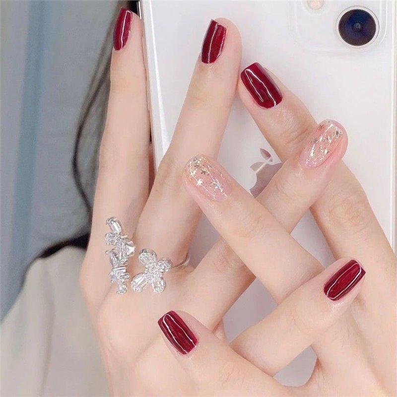 Best-Selling No-Bake Peel-Off Cherry Red Korean-Style Elegant Nail Polish
