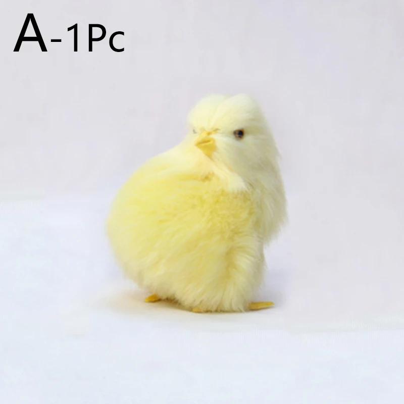 

Мягкие плюшевые желтые куриные игрушки, имитация фигурок животных, украшение для стола, Пасхальный реалистичный цыпленок, миниатюрная модель, орнамент