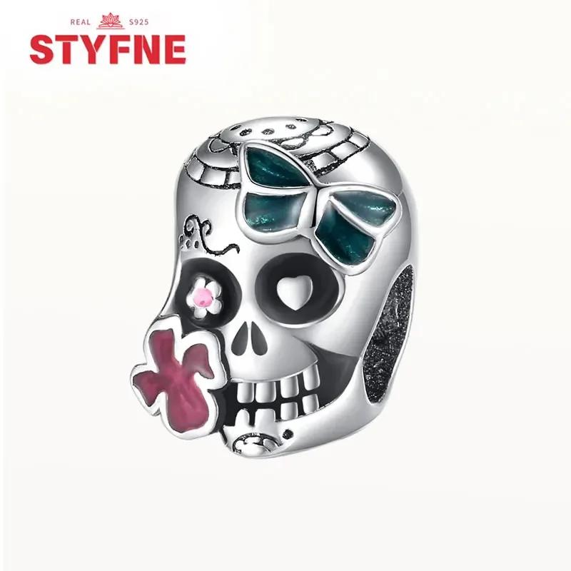 Copperdevil Skull Beads Bat Halloween Charms For Original Bracelet Diy Charming Fine Jewelry Gift For Women