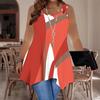 Gilet Sportivo Casual alla Moda da Donna con Doppio Anello, Canotta Taglia L con Stampe Pattern Vintage, Orlo Irregolare, Elegante e Semplice