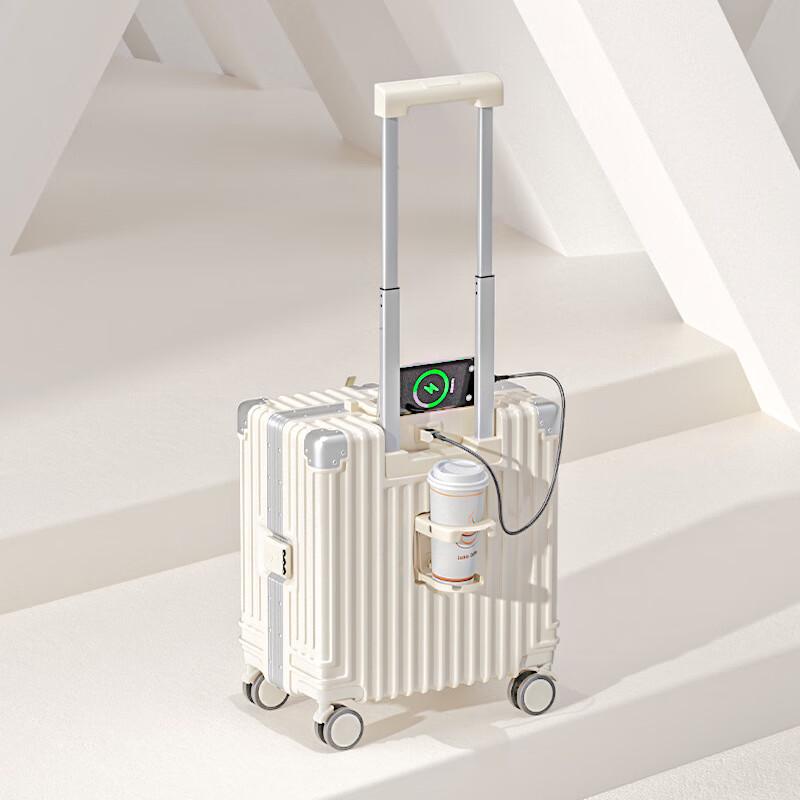 WJ High-Value Aluminum Frame Luggage with USB Cup Holder