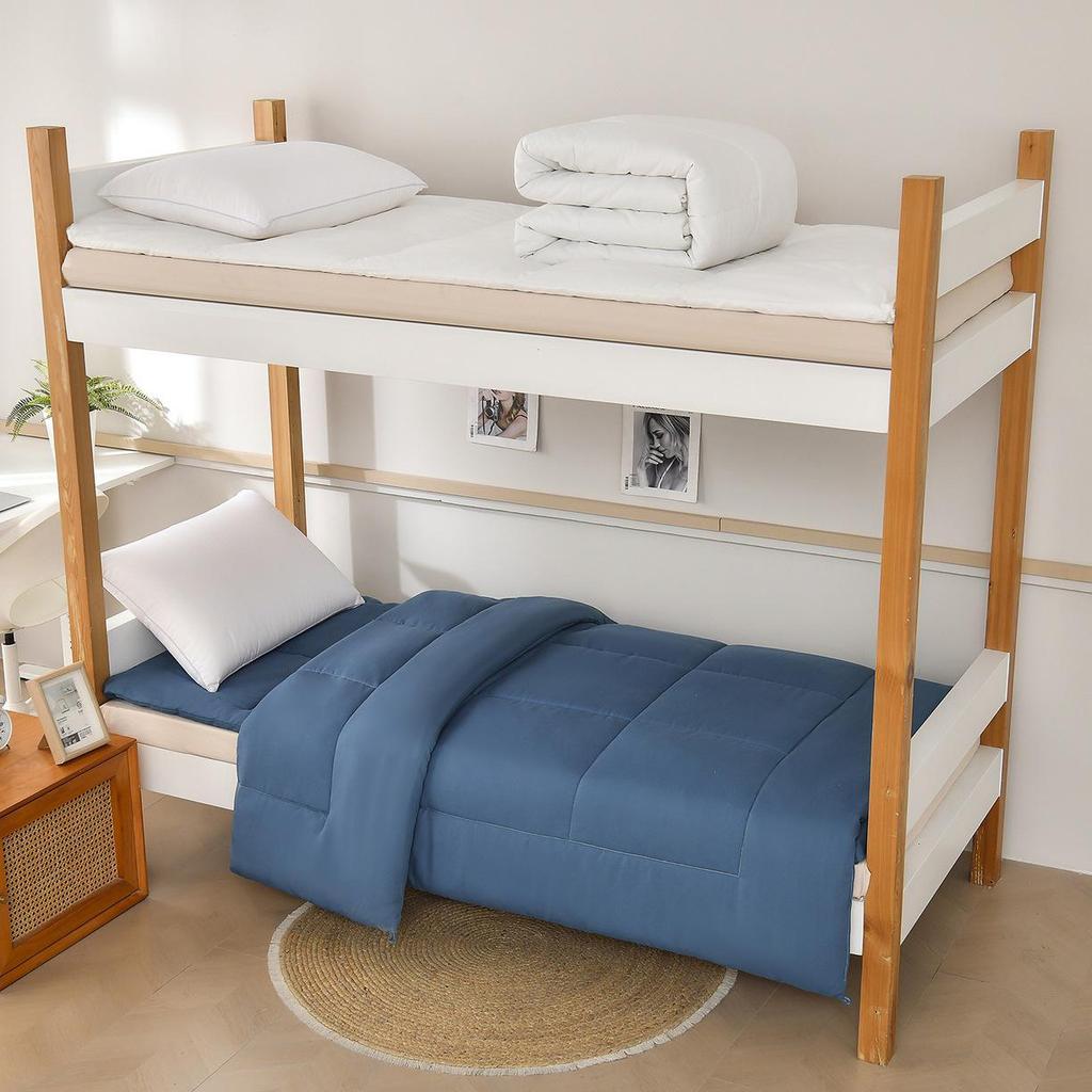 Brushed Dorm Bunk Bed Three-Piece Set: Pillow, Quilt & Mattress