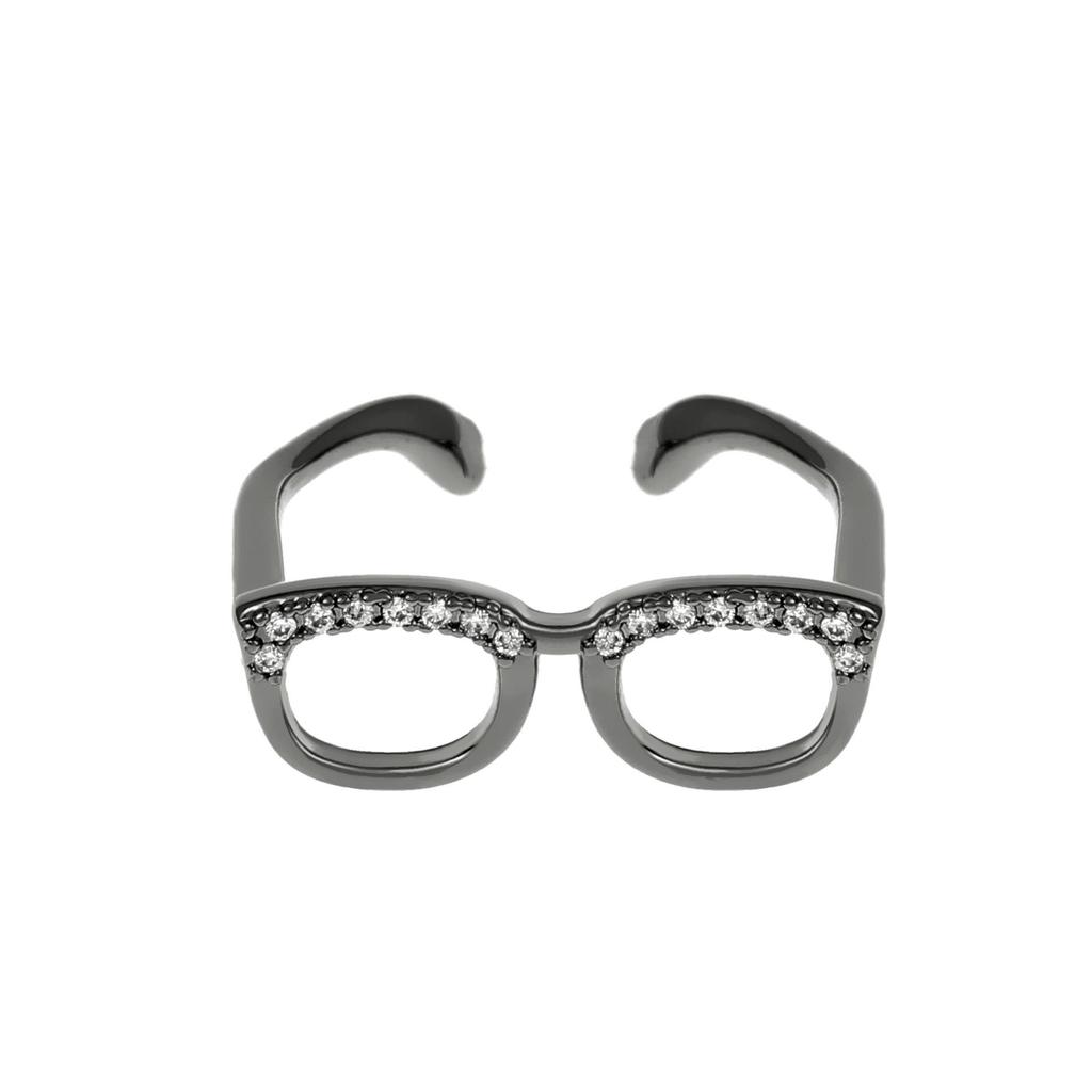 Interessanter Hip-Hop-Fingerring mit schrulligem Design, personalisierte Kreativität, Mini-Fingerbrillenring, verstellbare Öffnung, Fingerring für Paare