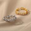 Luxury Zircon Geometry Twist Chain Open Rings for Women Gold Silver Color Elegant Finger Ring Wedding Jewelry Gifts