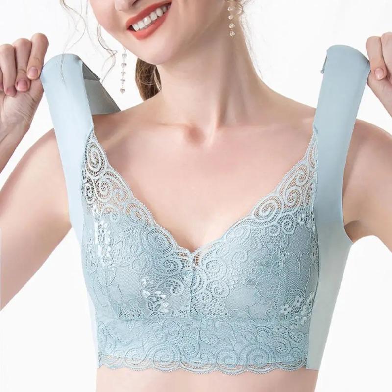 Reggiseno da Donna con Spalline Larghe in Pizzo Senza Cuciture Morbido Traspirante Stile Canotta Reggiseno Imbottito Push Up Reggiseni Elasticizzati Biancheria Intima da Donna