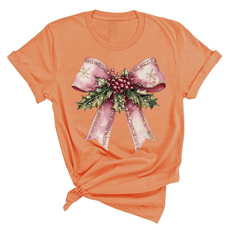 Christmas Printed Fashionable Women's T-shirt Christmas Trend Pure Cotton Casual Sportswear T-Shirts Women’s