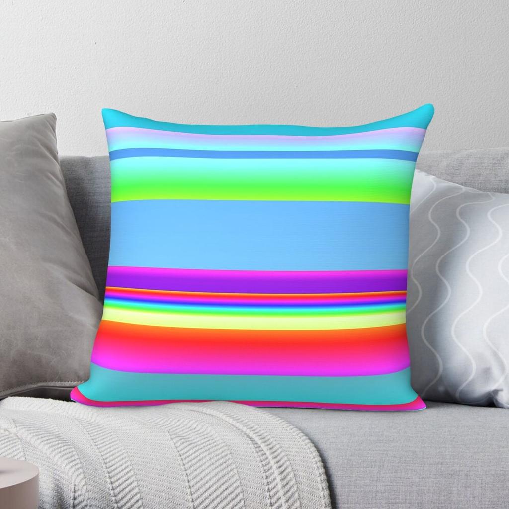 Neon Color Combination Lines Square Pillowcase Polyester Linen Velvet Creative Zip Decor Throw Pillow Case Car Cushion Cover