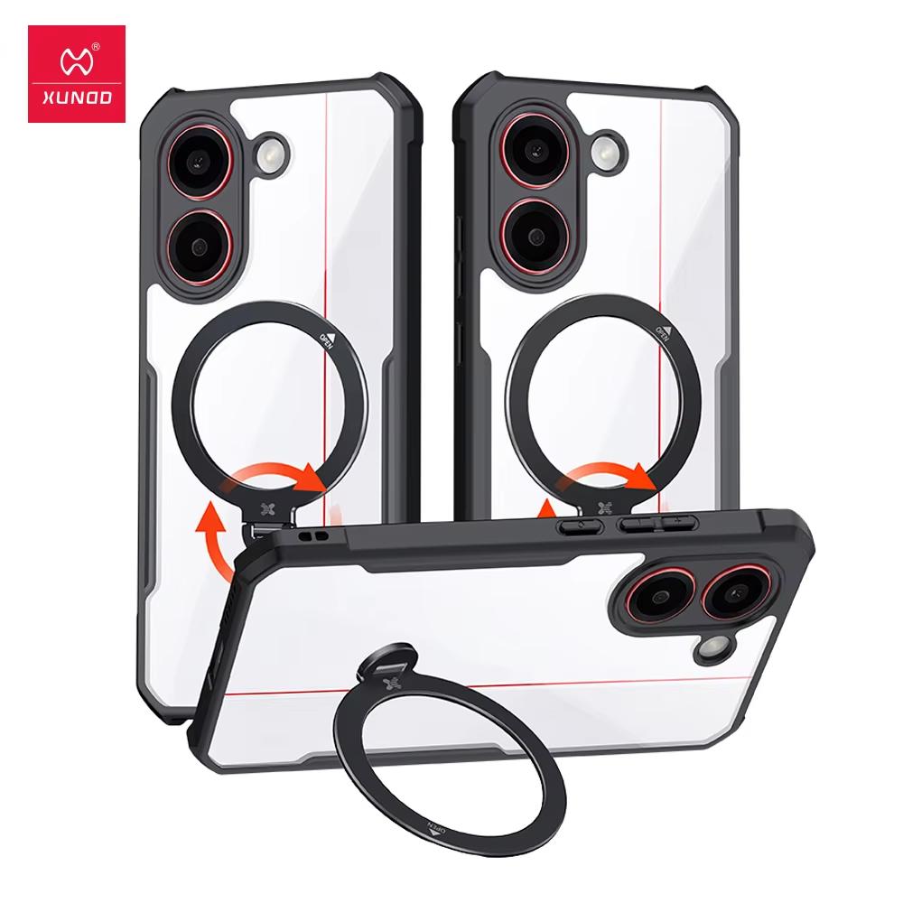 XUNDD For Xiaomi Redmi Turbo 5 Casing Transparent Case Airbag Shockproof Protective Cases Luxury Back Cover With Rotatable Magnetic Holder Stand For Redmi Turbo 5