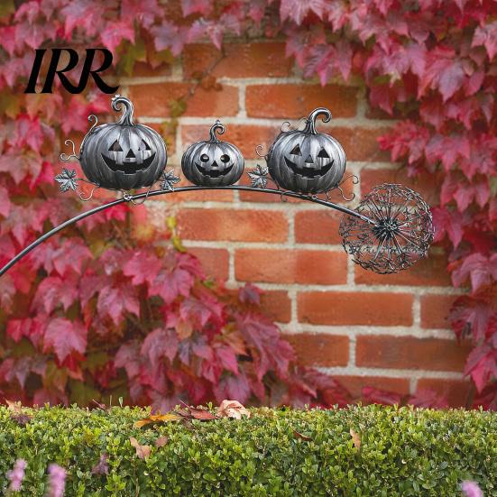 Halloween Lawn Decorations for Outside Ghost Garden Stake, Rustic Yard Art Decor with Dandelion Accent, Stakes Metal Sculpture Patio Flower
