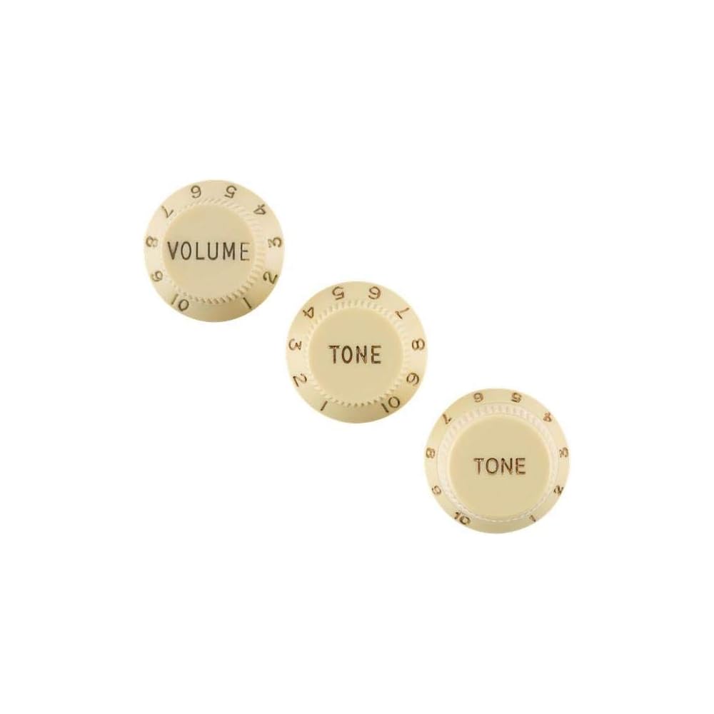 Fender Stratocaster Knobs Aged White Volume Tone 3 Left-Handed Control Knobs (Set of 3)