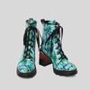 Fashion Printing Women's Ankle Boots  Autumn Winter New Thick High Heels Platform Round Toe Party Shoes Green Yellow Size 44