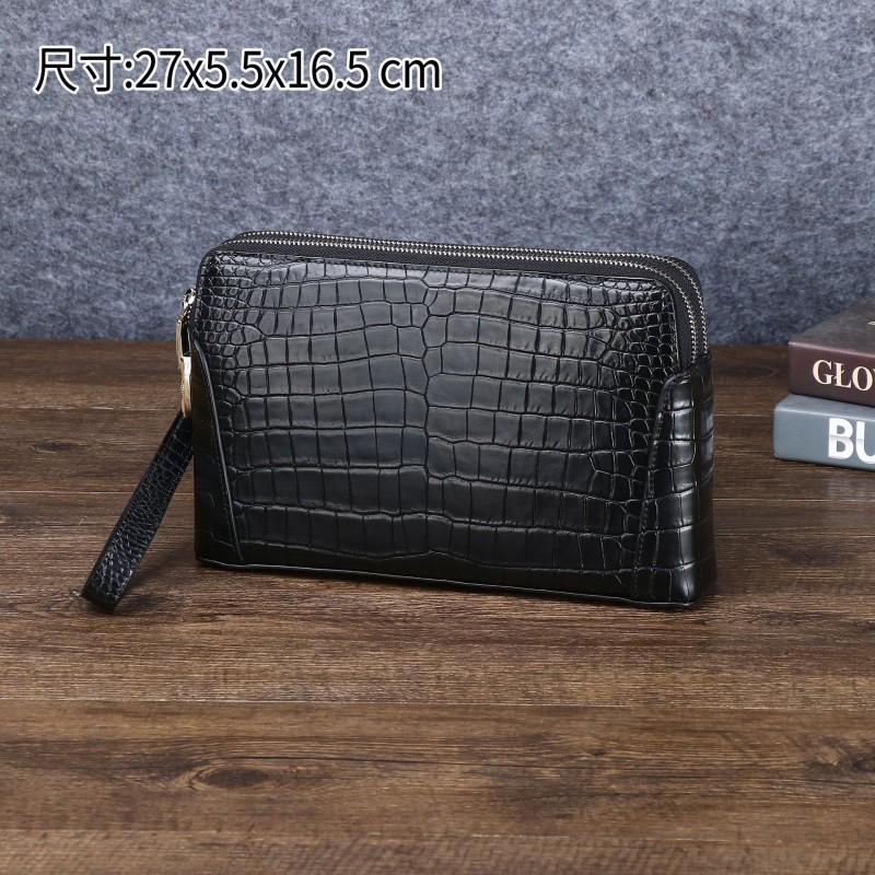 Crocodile Belly Pattern Men s Large Handbag Multi Functional Password Lock Double Zipper Capacity Business Clip Bag 27x6x17 чёрный