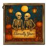 Spooky Fireplace Shelf Accents Halloween Ghost/Witch/Skeleton Decorative Painting, Wall Mount Square Wood Frame Wooden Decor Picture for Home Tabletop