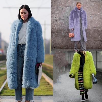 2024 otoño e invierno nueva ropa de mujer abrigo de piel con solapa de imitación de piel gruesa para mujer abrigo de pelo largo toka europeo