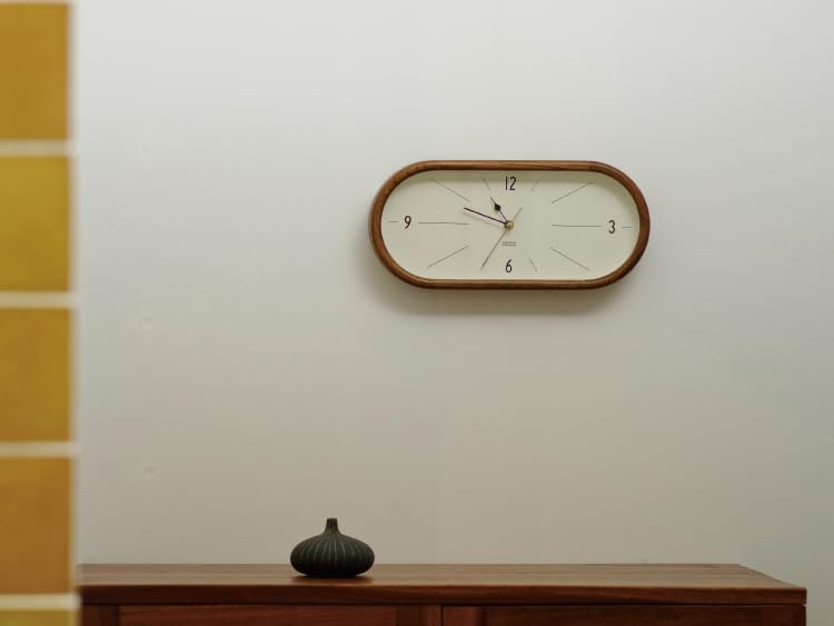 INTERFORM Curva Wall Clock, Brown, CL-4507BN, Sweep Movement