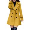 Women Wool Double Breasted Coat Elegant Long Sleeve Work  Fashion Jacket