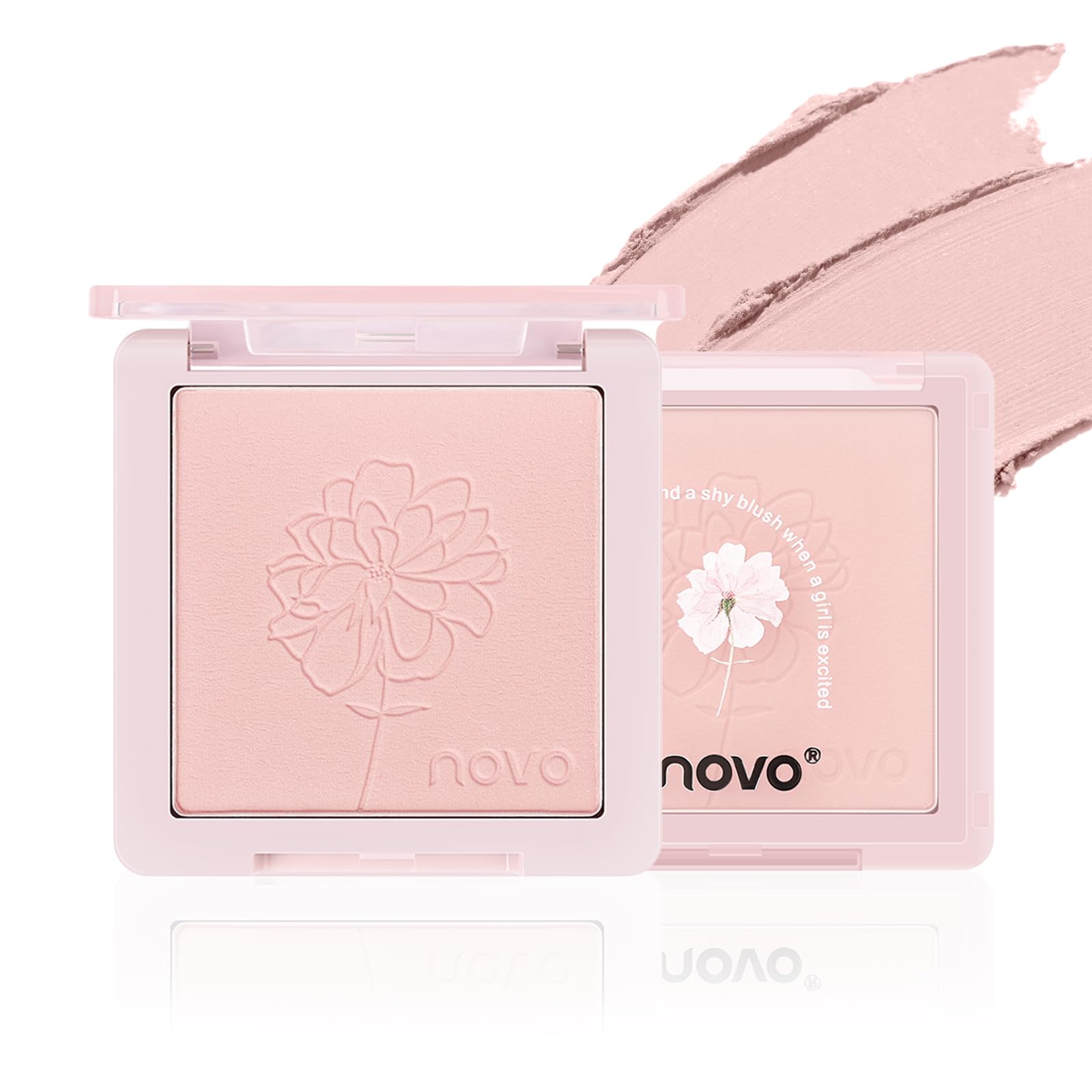 

NovoUnow Cheek Blush, Pink Pastel Color, Floral Engraving, Subtle Pink Packaging, Gives a Healthy Glow, Long-Lasting, Suitable for Sensitive Skin,