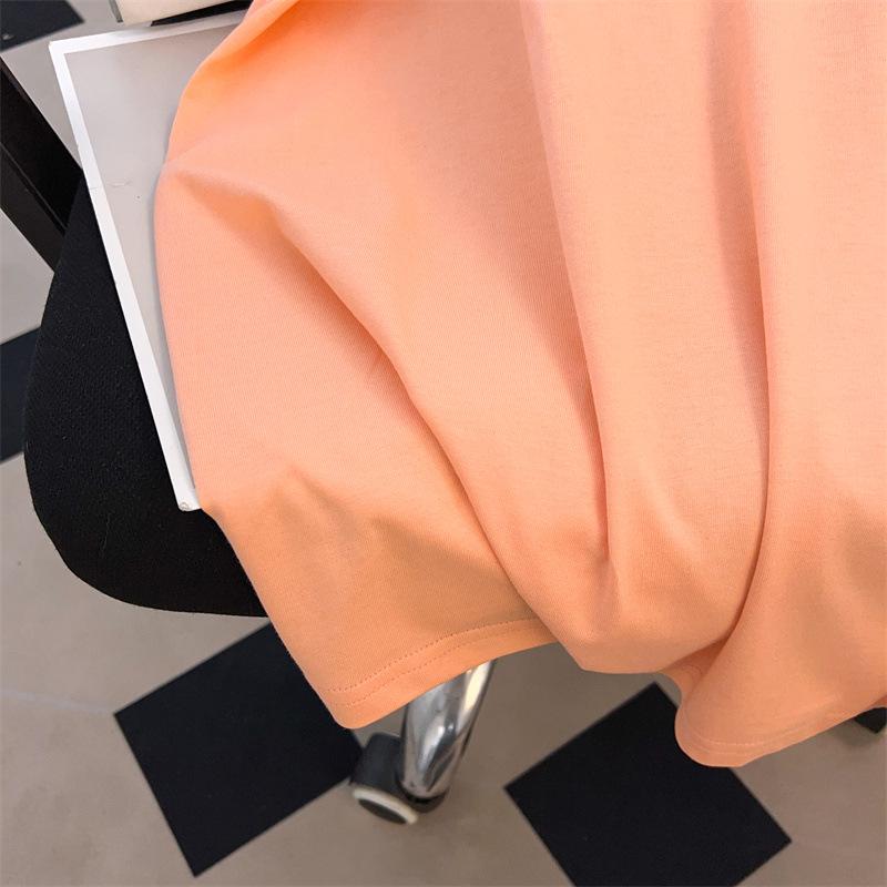 Women's Plus Size Slimming Loose Fit Short-Sleeve Round Neck Mid-Length T-Shirt (200/300/350 Jin)