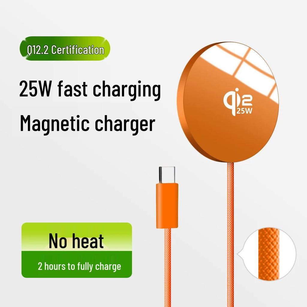 25W Magnetic Fast Charging Qi2.2 Wireless Charger, Slim & Cool, Compatible with Apple Phones 12-17.