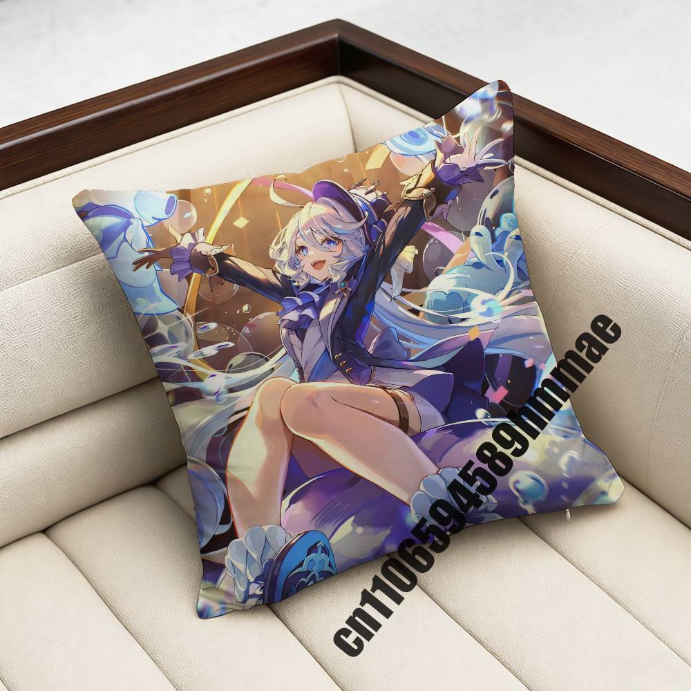 Genshin Impact Furina Throw Pillow Case Sham 45X45Cm 35X35Cm Square Home Pillowcase Cushion Cover