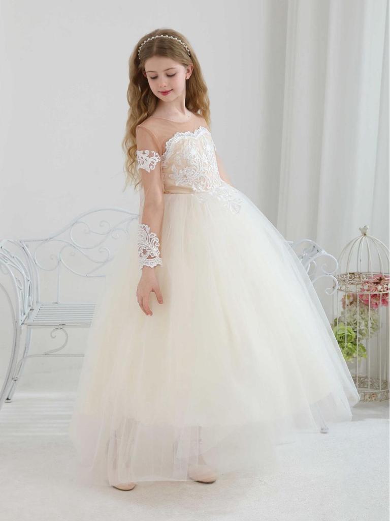 Girl's Mesh Evening Dress - Princess, Party, Flower Girl, Wedding, Birthday, Performance Costume