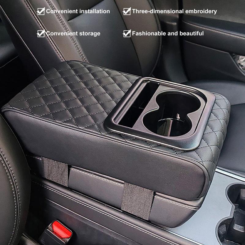 Center Console Armrest Pillow PU Leather Armrest Cushion Pads Portable Waterproof Car Armrest Cover Height Pad Car Accessories