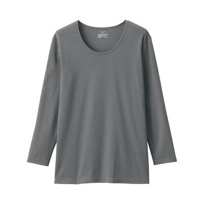 Warm Cotton Thick Sleeve FCD16A5A Medium Gray M Women's U-Neck 3/4 T-Shirt Women's