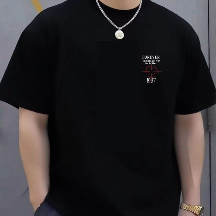 Mens SpringSummer Fashion Casual Unique Design Pattern Printed Cotton Round Neck Short Sleeve Personalized Tshirt