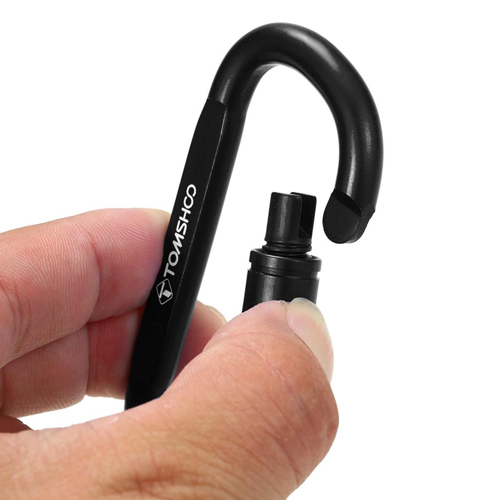 TOMSHOO 9 ks Hliníková slitina D-kroužek Uzamykatelná karabina Klip Sada Šroubový zámek Závěsný hák Spona Kroužek na klíče s ocelovým lankem