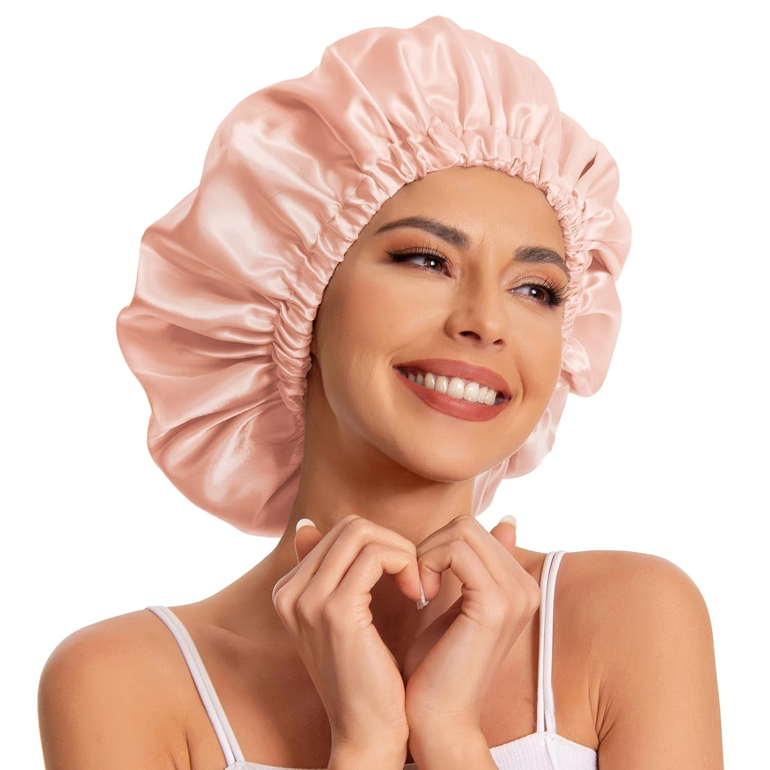 

Adjustable Double-Layer Reusable Shower Cap, Large for All Hair, Girls Spa Bath, Soft for Women Long Hair