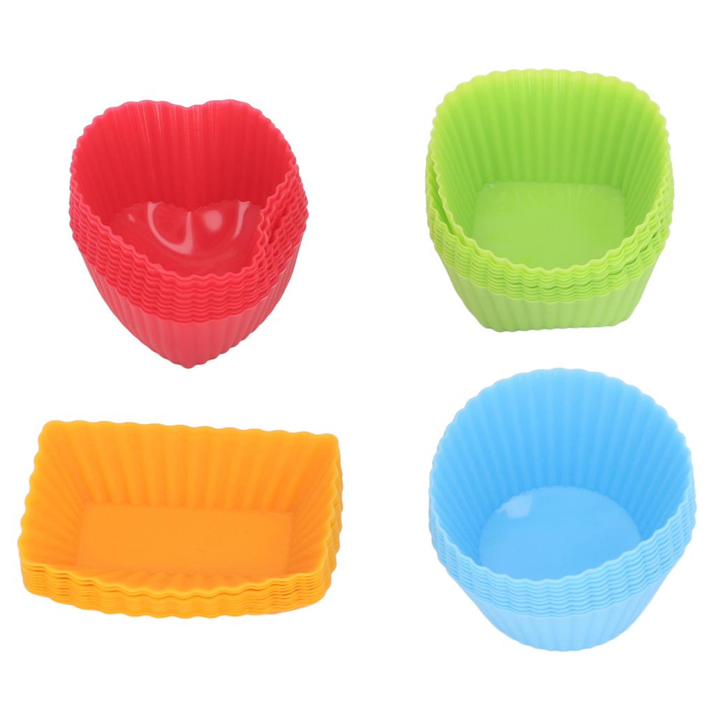 40 Pack Silicone  Baking Cups Non Sticky Reusable  Box Accessories Silicone Muffin Cupcake
