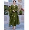 Women Designer Embroidery Solid Anarkali Kurta and Pant Set with Dupatta Set