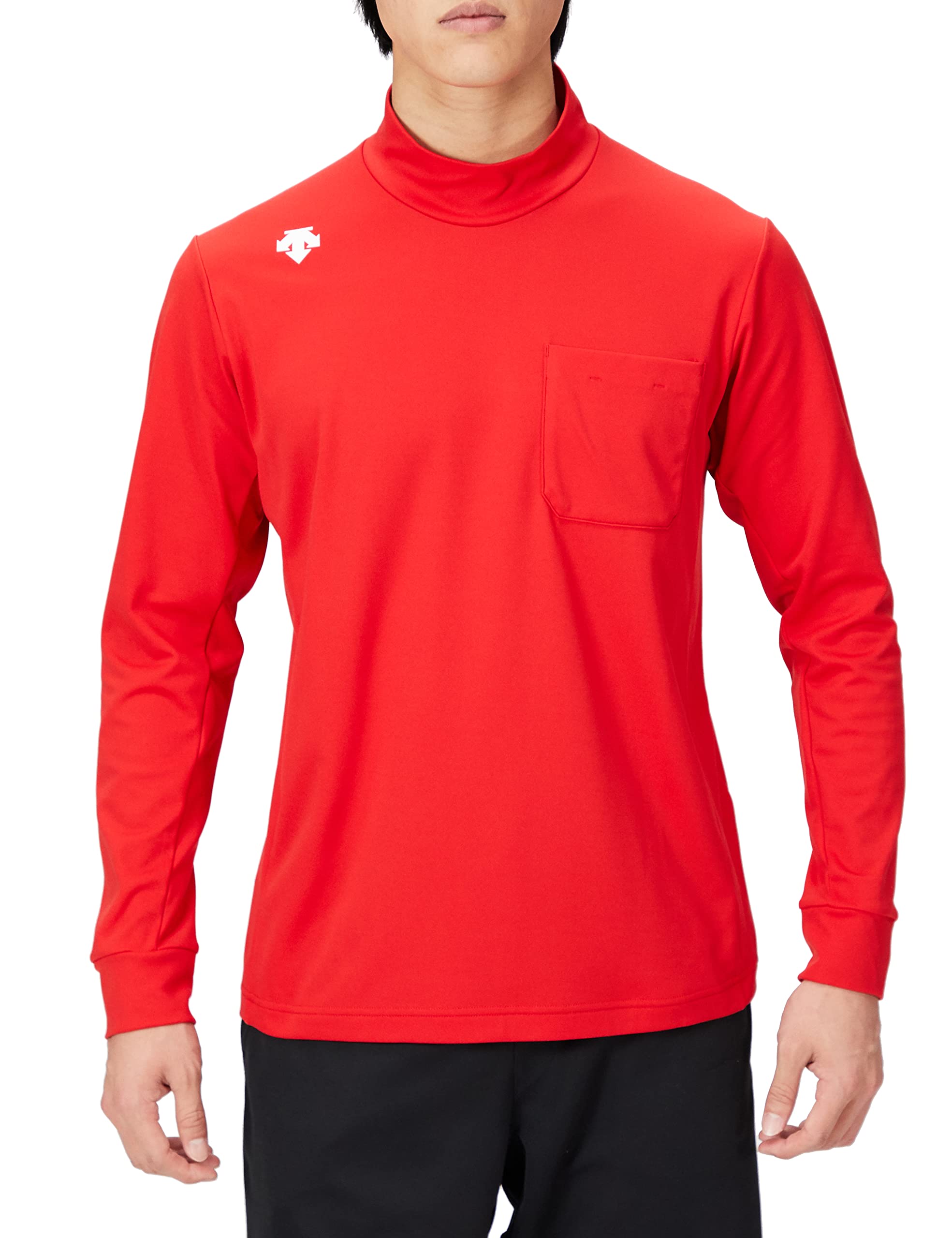 

Move Sports Long Sleeve Mock Training Size S Men s Shirt, Descente, Fleece-Lined, Innerwear, Warm, Neck, One-Point Shirt, Red,