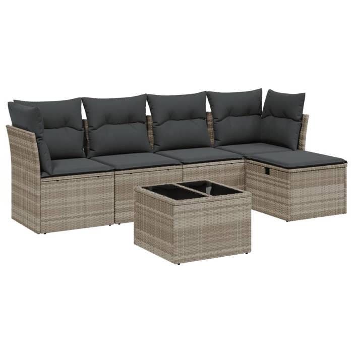 VidaXL Garden Lounge Set with Cushions 6 Pcs, Patio Sofas, Patio Furniture Set, Outdoor Furniture, Grey 3263148