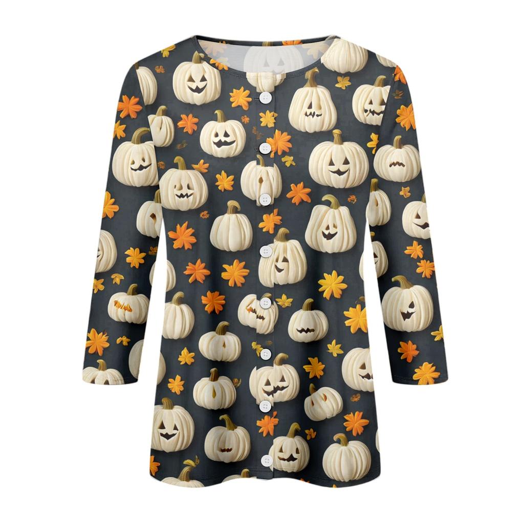 Women's Fashionable, Casual, Comfortable Halloween Print Cardigan Jacket