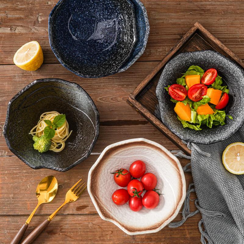 Creative Japanese Irregular Ceramic Slanted Salad Bowl