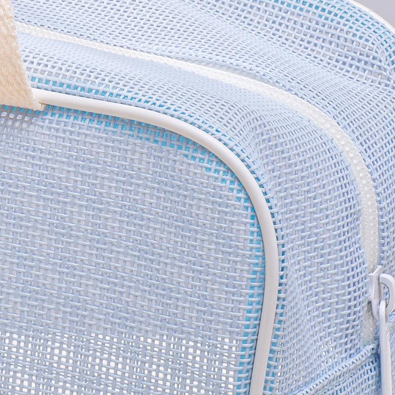 Compact Travel Cosmetic Bag with Breathable Mesh and Handle for Organized Toiletries