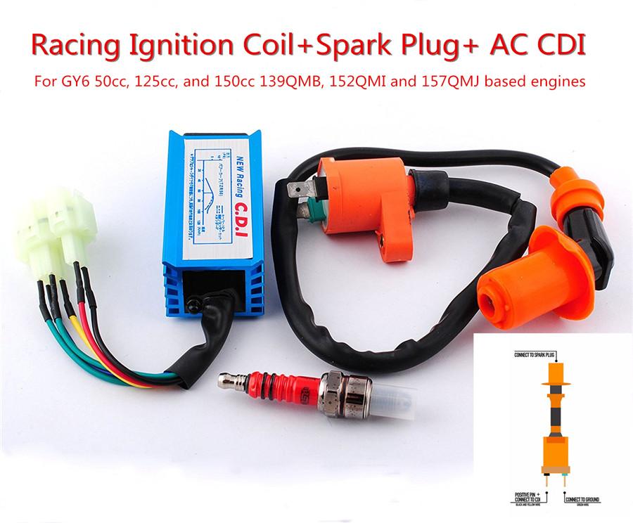 Racing Ignition Coil Spark Plug AC Cdi For Gy6 Scooter Go Kart 150cc 125cc 50cc ATV