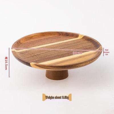 Vintage Acacia Wood Footed Cake Stand