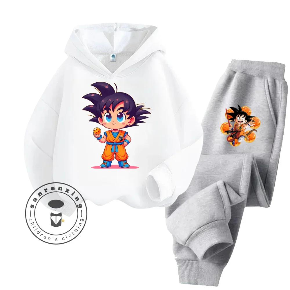 Dragon Ball Cartoon Themed Series Children Boys Girls Rich Elements Design Long Sleeve Hoodie Set Suitable for Fall Winter Wear