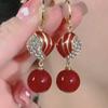 Elegant Cat's Eye Diamond Enamel Rhombus Earrings – Exquisite High-End Fashion Ear Jewelry