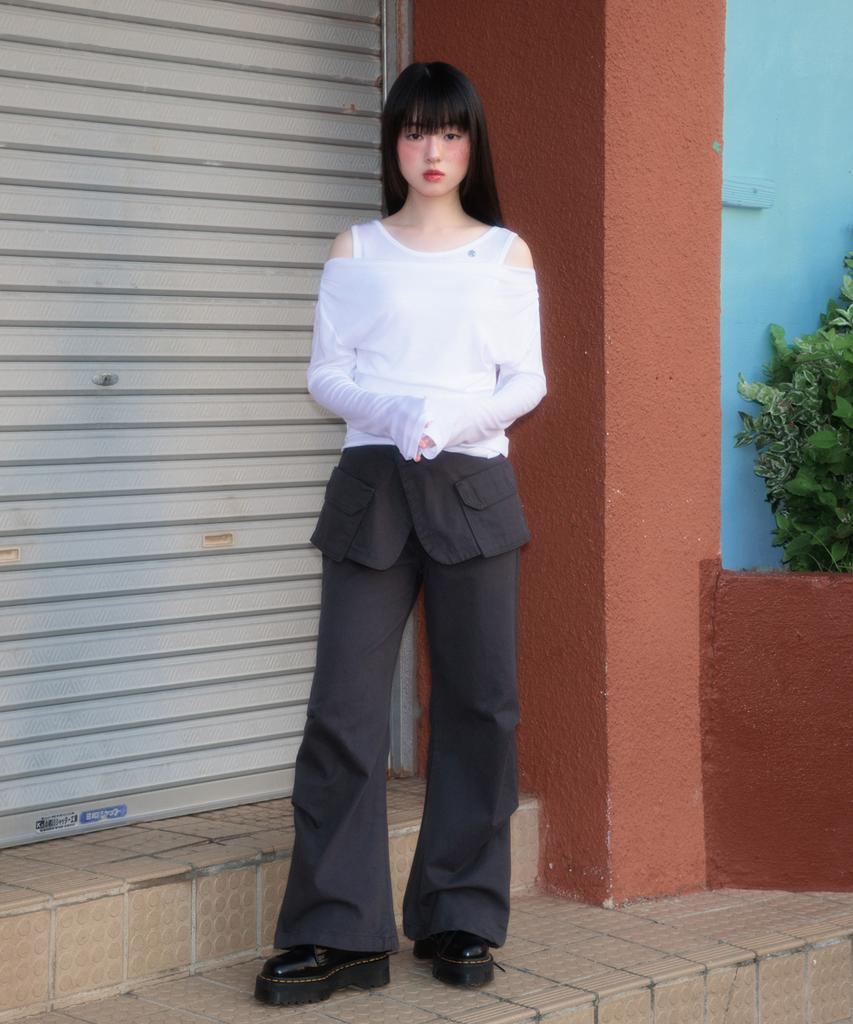 ROSEFRANTZ Layered Shirring Long Sleeve [Ivory]