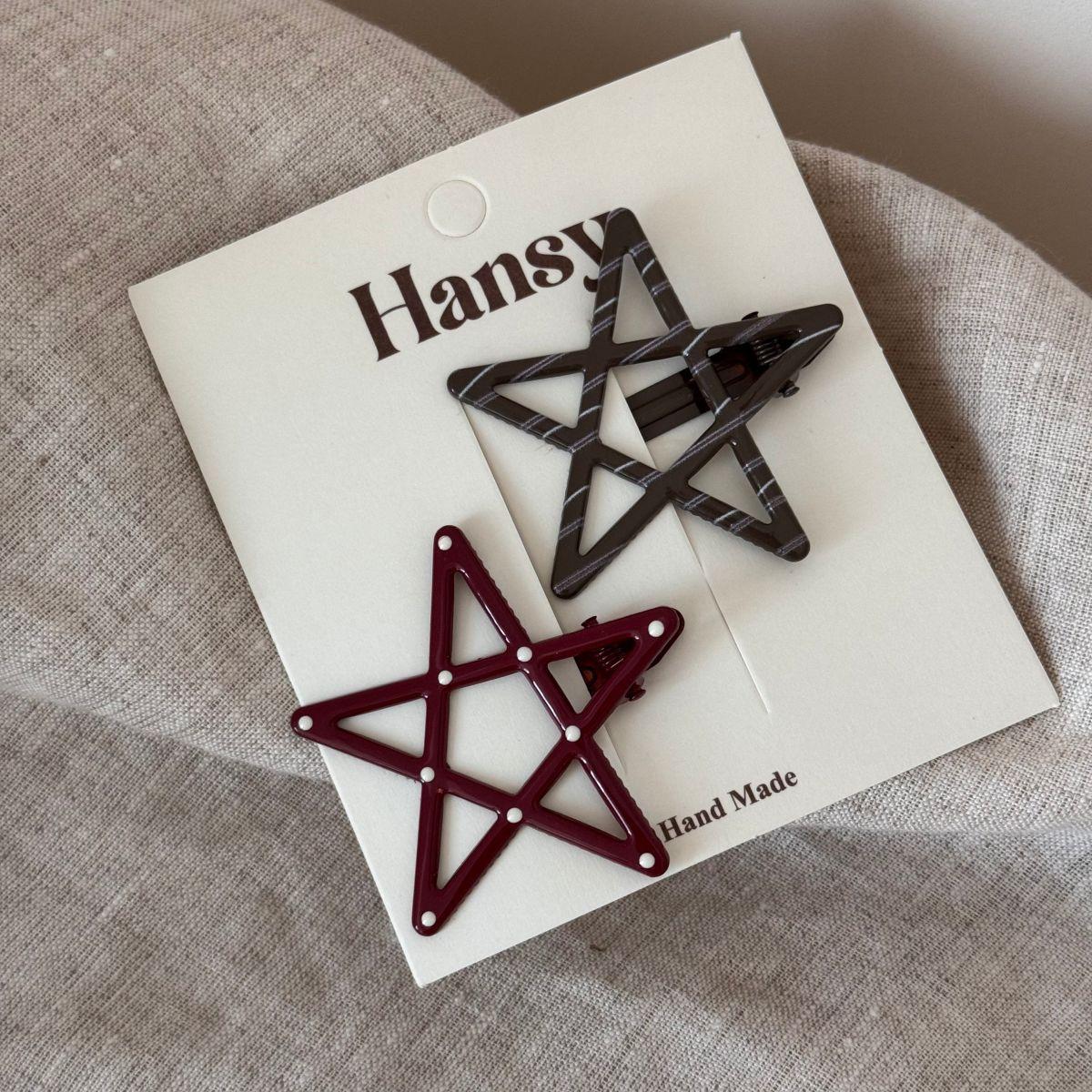 2pcs Kawaii Sweet Dot Star Hair Clips Set Cute Girly Alligator Clips for Women Girls Non-slip Bang Barrettes Makeup Hairpins